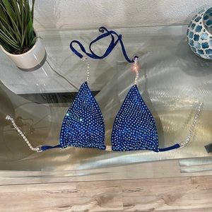 Blue Rhinestone Bikini Top